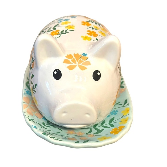 Old East Main Co Pioneer Inspired Floral Pig Butter Dish Farmhouse Cottagecore - Picture 10 of 13